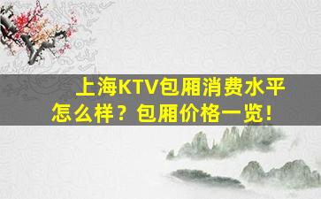 上海KTV包厢消费水平怎么样？包厢价格一览！